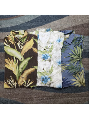 Tommy Bahama Hawaiian 3 Bundle Shirt Silk Floral Camp Button Up XL